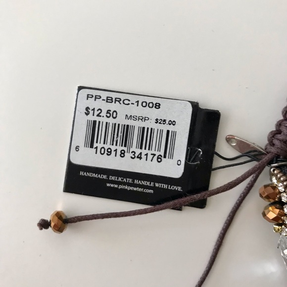 Pink Pewter Collection Bracelet NWT Adjustable Bead Bracelet. Never worn. - Picture 5 of 6